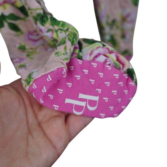 Posh Peanut Bamboo Floral Zip-Front Baby Footie Pajamas With Ruffles 12-18M - Picture 7 of 8